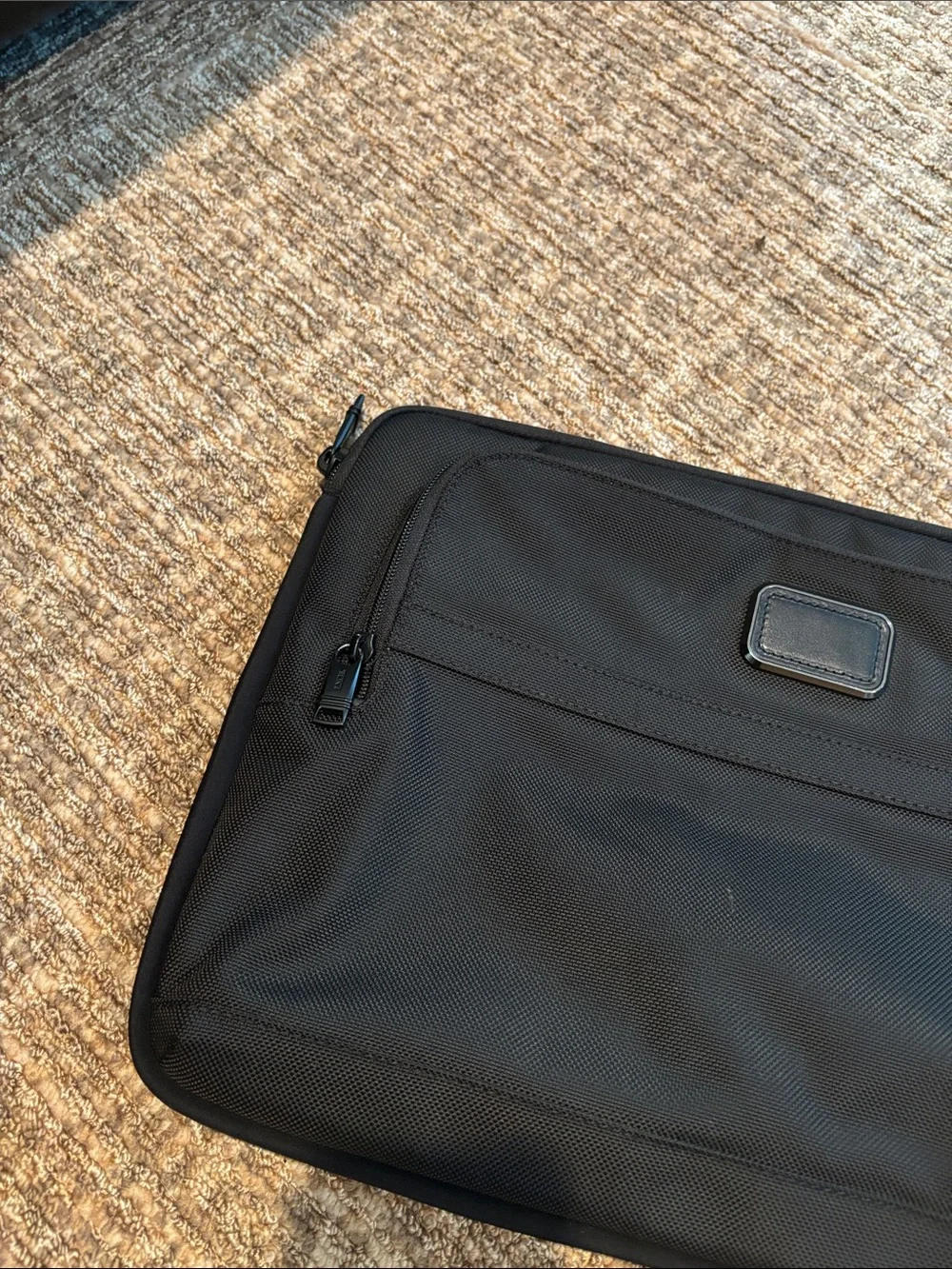 Tumi Black Nylon Laptop Sleeve with Front Pocket and ID Patch
